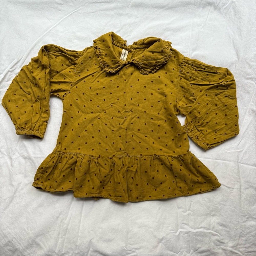 Babe & Tess Mustard Blouse with Flared Peplum